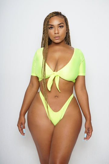 Tie vneck crop set - The Beauty Cave Boutique